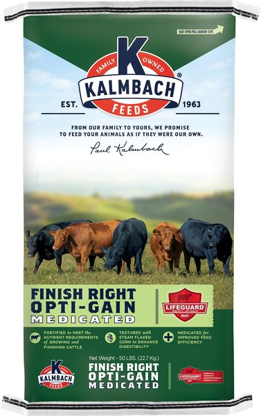 Kalmbach Feeds Finish Right Opti-Gain Growing & Finishing Cattle Feed, 50-lb bag slide 1 of 6