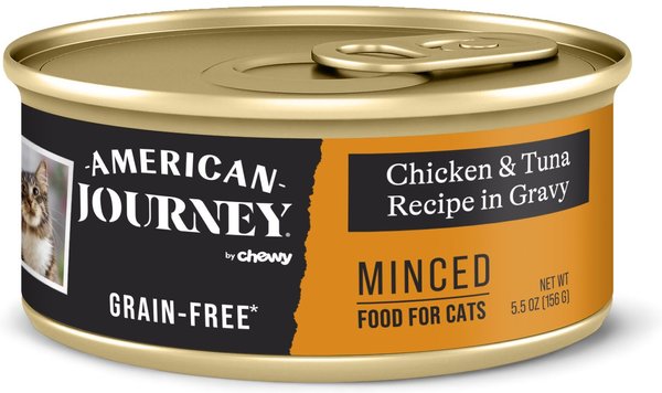 American Journey Minced Chicken & Tuna Recipe in Gravy Grain-Free Canned Cat Food, 5.5-oz, case of 24 slide 1 of 10