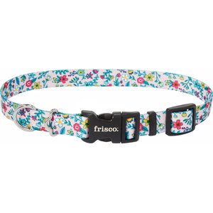 Frisco Spring Floral Polyester Dog Collar, Medium: 14 to 20-in neck, 3/4-in wide