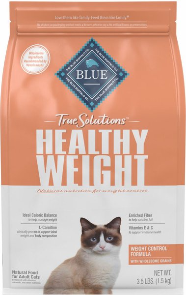 Blue Buffalo True Solutions Healthy Weight Natural Weight Control Chicken Adult Dry Cat Food, 3.5-lb bag slide 1 of 10
