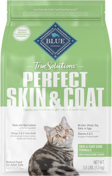 Blue Buffalo True Solutions Perfect Coat Skin & Coat Care Formula Dry Cat Food, 3.5-lb bag slide 1 of 10