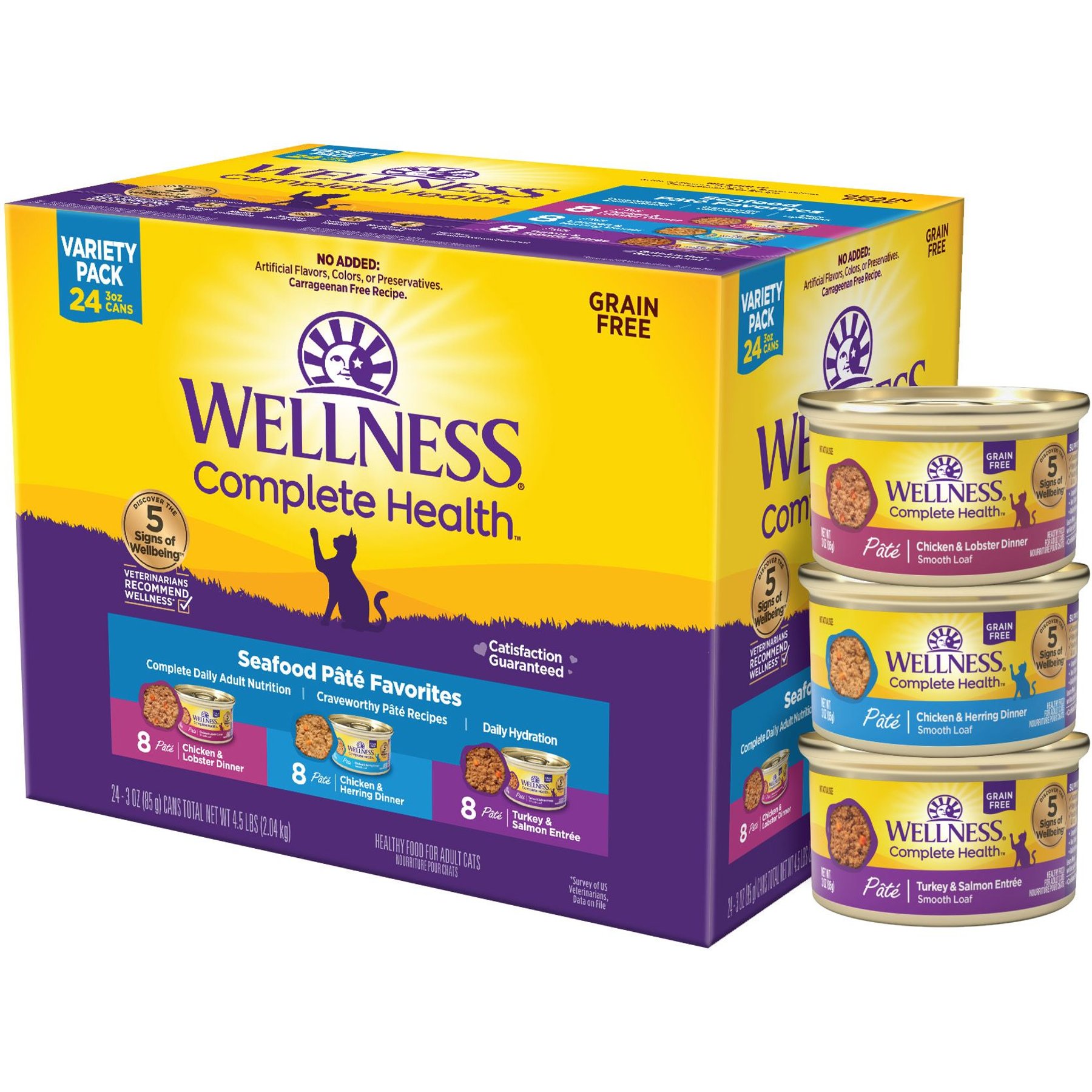 WELLNESS Complete Health Seafood Pate Favorites Canned Cat Food 3