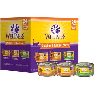 Wellness Chicken & Turkey Lovers Canned Cat Food, 3-oz, case of 24
