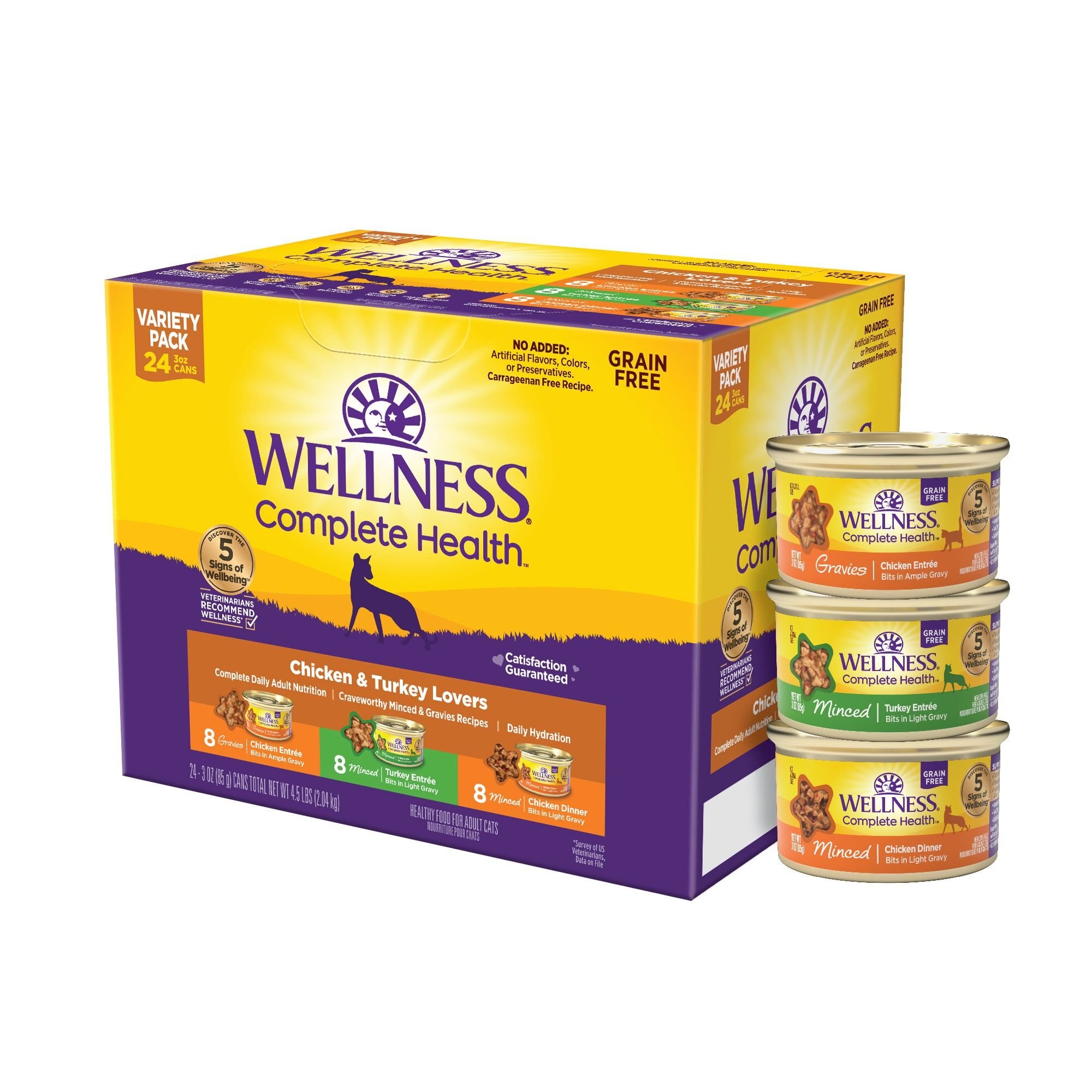 WELLNESS Complete Health Chicken & Turkey Lovers Canned Cat Food, 3-oz ...