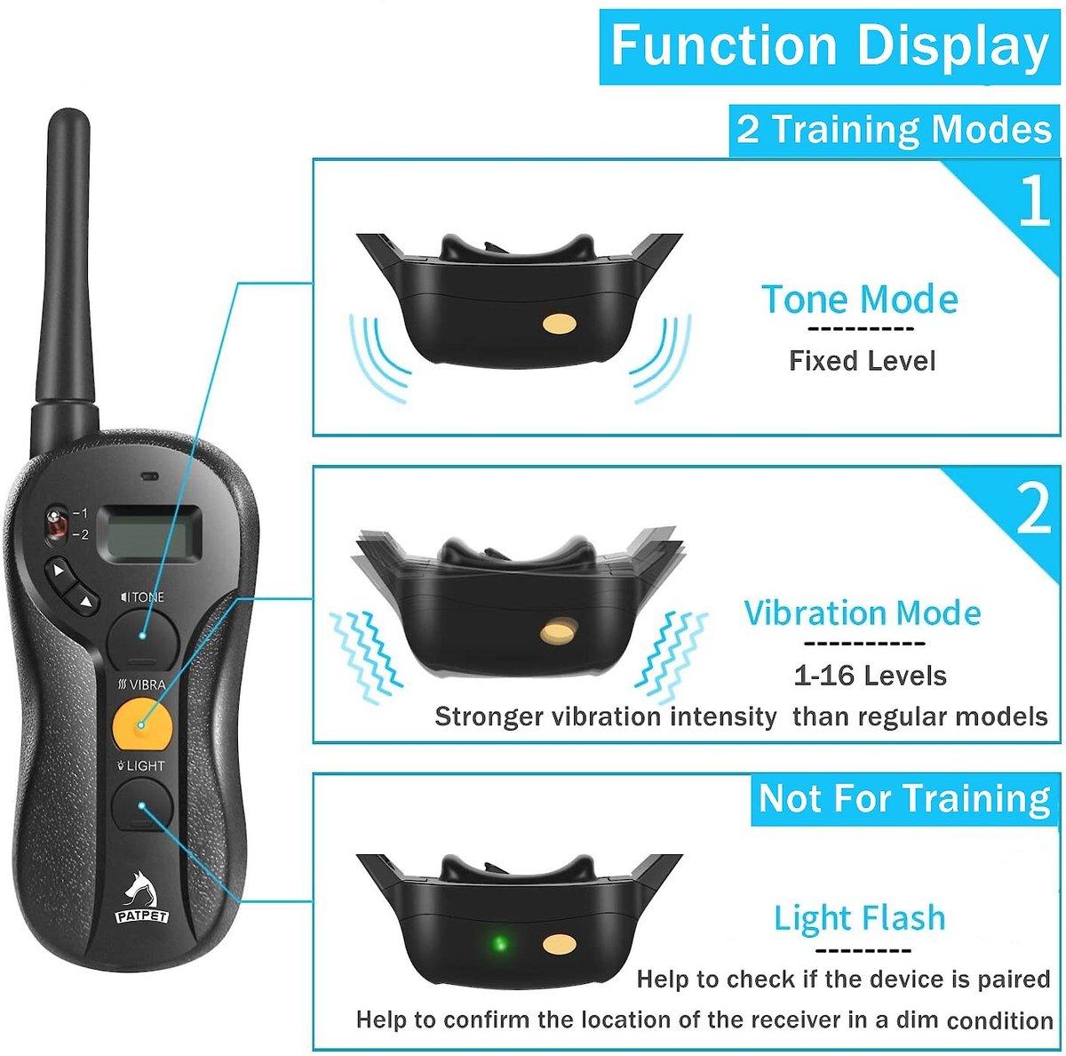 PATPET P630 No Electric Shock 2000 ft Remote Dog Training Collar