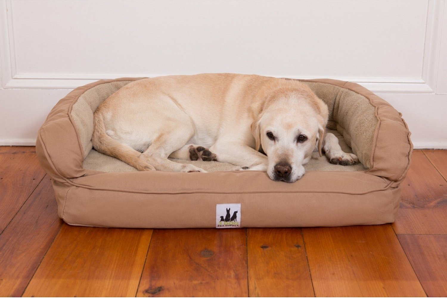 3 Dog Pet Supply EZ Wash Headrest Bolster Dog Bed with Removable Cover