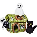 Frisco Halloween Haunted Shack Hide & Seek Puzzle Plush Squeaky Dog Toy, Medium