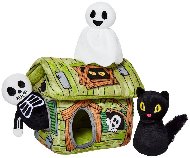 Frisco Halloween Haunted Barn Hide & Seek Puzzle Plush Squeaky Dog Toy