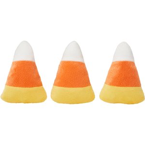 Frisco Halloween Candy Corn Plush Squeaky Dog Toy, 3 count