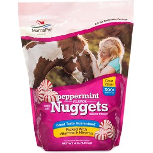 Manna Pro Bite-Size Nuggets Peppermint Flavored Horse Training Treats, 4-lb bag