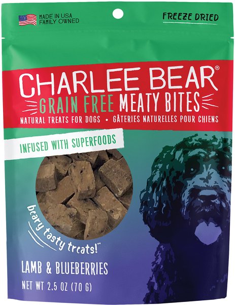 Charlee Bear Meaty Bites Lamb & Blueberries Freeze-Dried Grain-Free Dog Treats, 2.5-oz bag slide 1 of 8