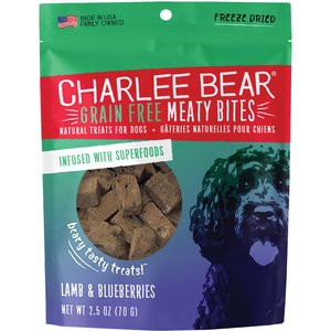 Charlee Bear Meaty Bites Lamb & Blueberries Freeze-Dried Grain-Free Dog Treats, 2.5-oz bag