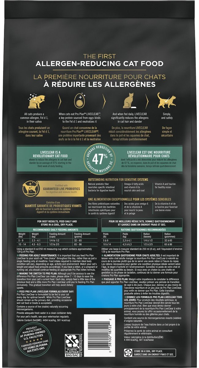 PURINA PRO PLAN LiveClear Sensitive Skin & Stomach Turkey & Oatmeal