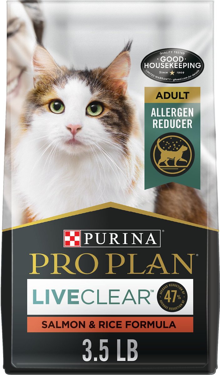 Purina Pro Plan LiveClear Probiotic High Protein Salmon & Rice Formula Dry Cat Food, 3.5-lb bag slide 1 of 9