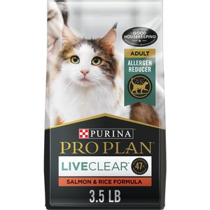 Purina Pro Plan LiveClear Probiotic High Protein Salmon & Rice Formula Dry Cat Food, 3.5-lb bag