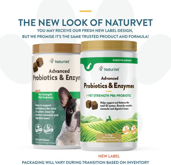 NATURVET Advanced Probiotics & Enzymes Plus Vet Strength PB6 Probiotic ...