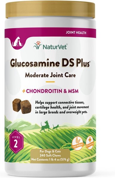 NaturVet Moderate Care Glucosamine DS Plus Soft Chews Joint Supplement for Dogs