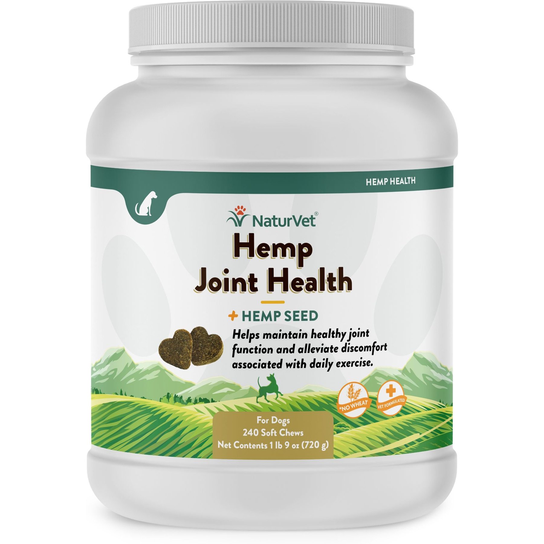 NaturVet Hemp Joint Health Plus Hemp Seed Soft Chew for Dogs, Count of 120