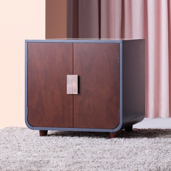 STAART Dyad Wooden Cat Litter Box, Mocha Walnut