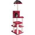 Armarkat 69-in Faux Fur Covered House & Cat Tree, Burgundy