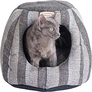Armarkat 17-in Cave Shape Cat Bed, Gray & Silver