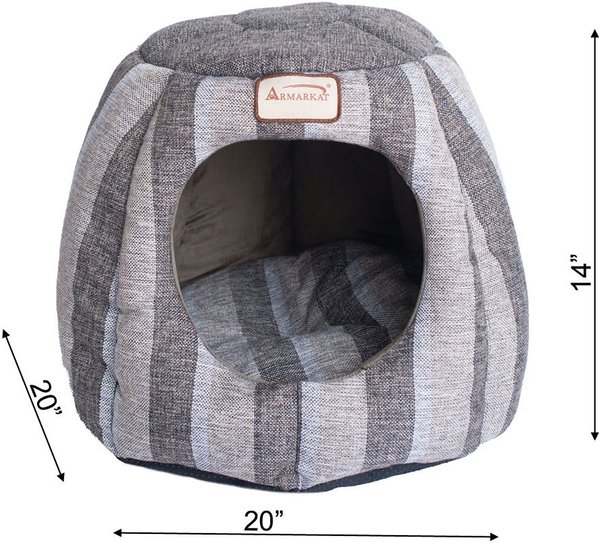 Armarkat 17-in Cave Shape Cat Bed, Gray & Silver