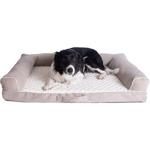 Armarkat Bolstered Dog & Cat Bed, Ivory & Beige