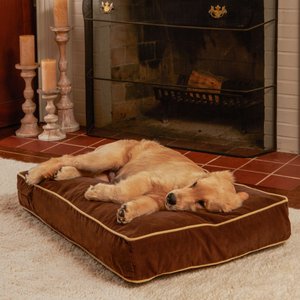 Happy Hounds Bailey Rectangle Pillow Dog Bed w/ Removable Cover, Cocoa, Small
