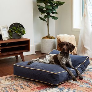 Happy Hounds Bailey Rectangle Pillow Dog Bed w/ Removable Cover, Denim, Medium