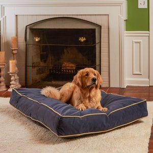 Happy Hounds Bailey Rectangle Pillow Dog Bed w/ Removable Cover, Denim, Large