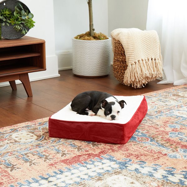 Happy Hounds Otis Orthopedic Pillow Dog Bed w/Removable Cover, Crimson, X-Small slide 1 of 6
