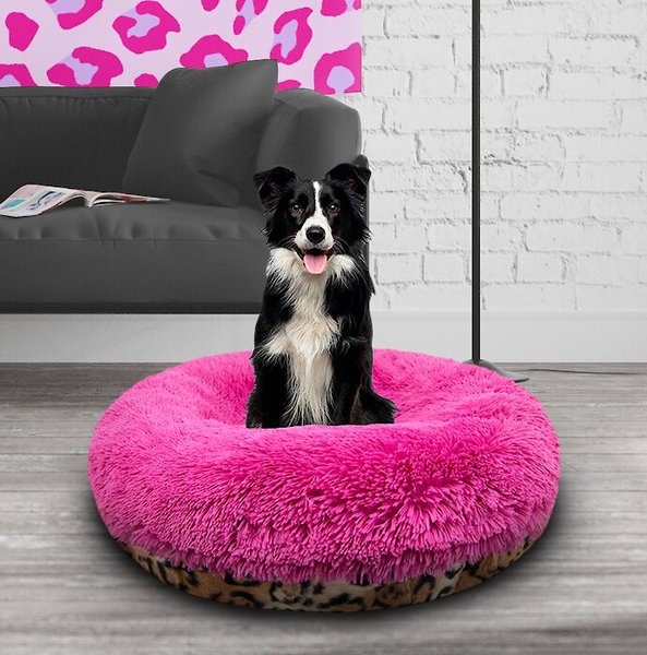 Bessie + Barnie Signature Bagel Bolster Cat & Dog Bed with Removable Cover, Chepard/Lollipop, X-Large slide 1 of 6