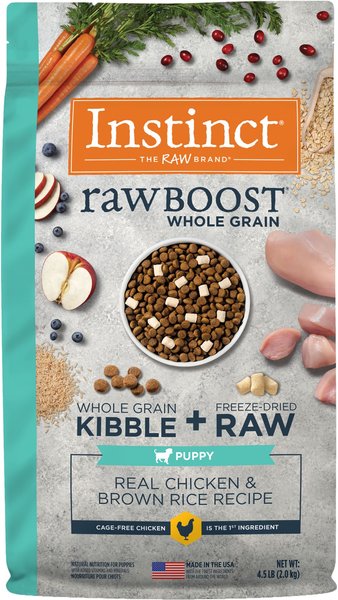 Instinct Raw Boost Puppy Whole Grain Real Chicken & Brown Rice Recipe Freeze-Dried Raw Coated Dry Dog Food, 4.5-lb bag slide 1 of 11