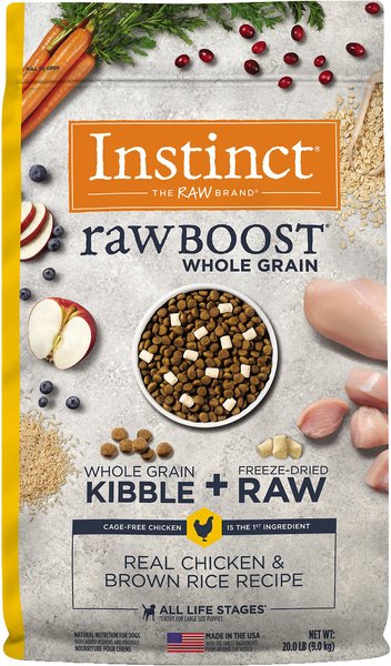 Instinct Raw Boost Whole Grain Real Chicken & Brown Rice Recipe Freeze-Dried Raw Coated Dry Dog Food, 20-lb bag slide 1 of 11