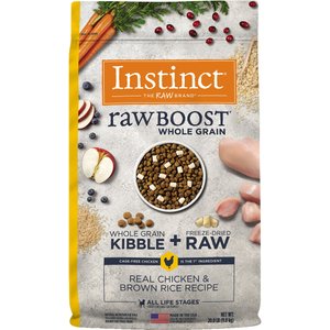 Instinct Raw Boost Whole Grain Real Chicken & Brown Rice Recipe Freeze-Dried Raw Coated Dry Dog Food, 20-lb bag