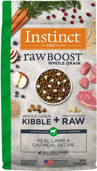 Instinct Raw Boost Whole Grain Real Lamb & Oatmeal Recipe Freeze-Dried Raw Coated Dry Dog Food, 4.5-lb bag slide 1 of 11
