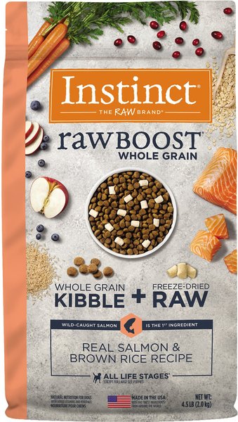 Instinct Raw Boost Whole Grain Real Salmon & Brown Rice Recipe Freeze-Dried Raw Coated Dry Dog Food, 4.5-lb bag slide 1 of 11