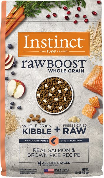 Instinct Raw Boost Whole Grain Real Salmon & Brown Rice Recipe Freeze-Dried Raw Coated Dry Dog Food, 20-lb bag slide 1 of 11