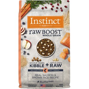 Instinct Raw Boost Whole Grain Real Salmon & Brown Rice Recipe Freeze-Dried Raw Coated Dry Dog Food, 20-lb bag