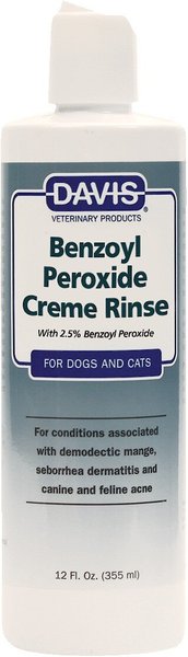 Davis Benzoyl Peroxide Dog Cat Creme Rinse 12 oz bottle