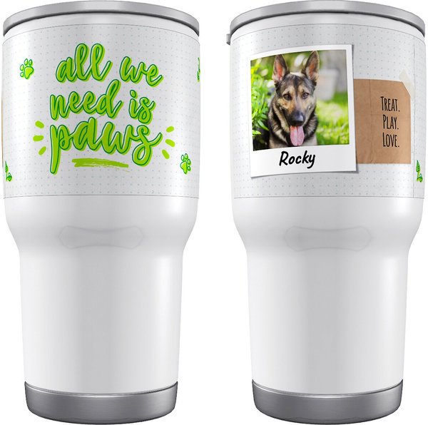 Frisco Double Walled "All We Need Is Paws" Personalized Tumbler, 30-oz cup slide 1 of 6