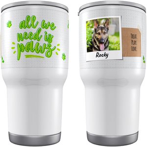 Frisco Double Walled "All We Need Is Paws" Personalized Tumbler, 30-oz cup