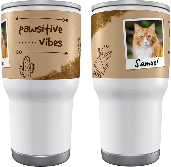 Frisco Double Walled "Pawsitive Vibes" Personalized Tumbler, 30-oz cup slide 1 of 6