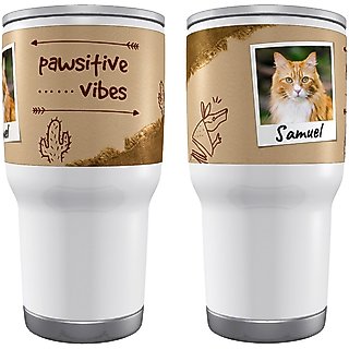 Frisco Double Walled "Pawsitive Vibes" Personalized Tumbler, 30-oz cup slide 1 of 5