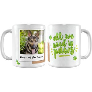 Frisco "All We Need is Paws" White Personalized Coffee Mug, 15-oz