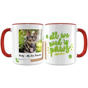 Frisco "All We Need is Paws" Red Personalized Coffee Mug, 15-oz