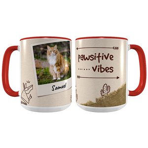Frisco "Pawsitive Vibes" Red Personalized Coffee Mug, 15-oz