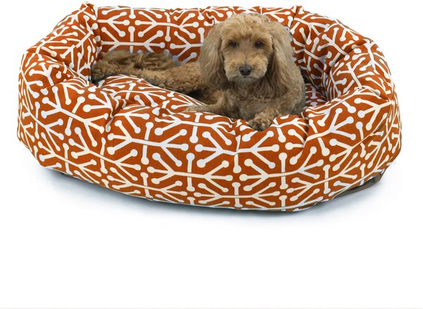 Majestic Pet Aruba Bagel Bolster Cat & Dog Bed, Orange, Large slide 1 of 3