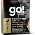 Go! Solutions Sensitivities Limited Ingredient Grain-Free Duck Pate Dog Food, 12.5-oz, case of 12