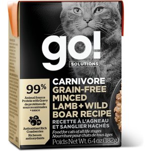 Go! Solutions Carnivore Grain-Free Minced Lamb + Wild Boar Cat Food, 6.4-oz, case of 24